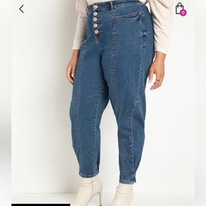 Button front barrel leg jean, Eloquii